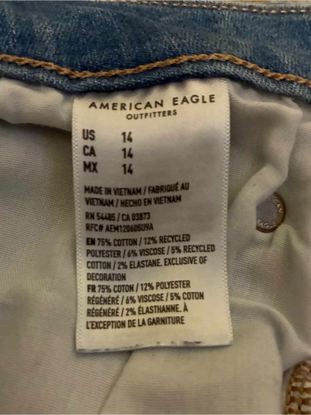 American Eagle Outfitters Light Blue Ripped Denim Shorts with Lace Trim